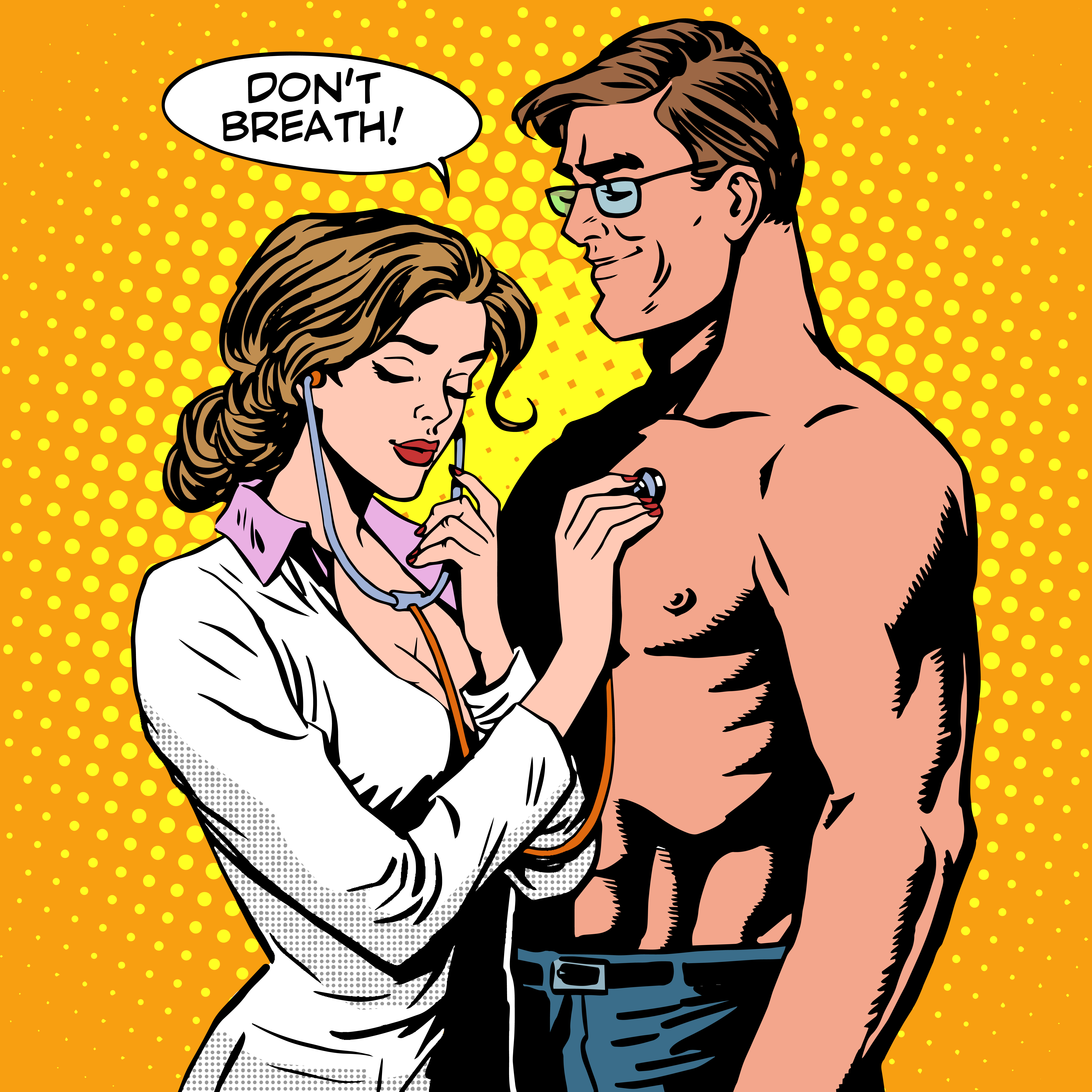 Medical examination nurse patient breathing stethoscope