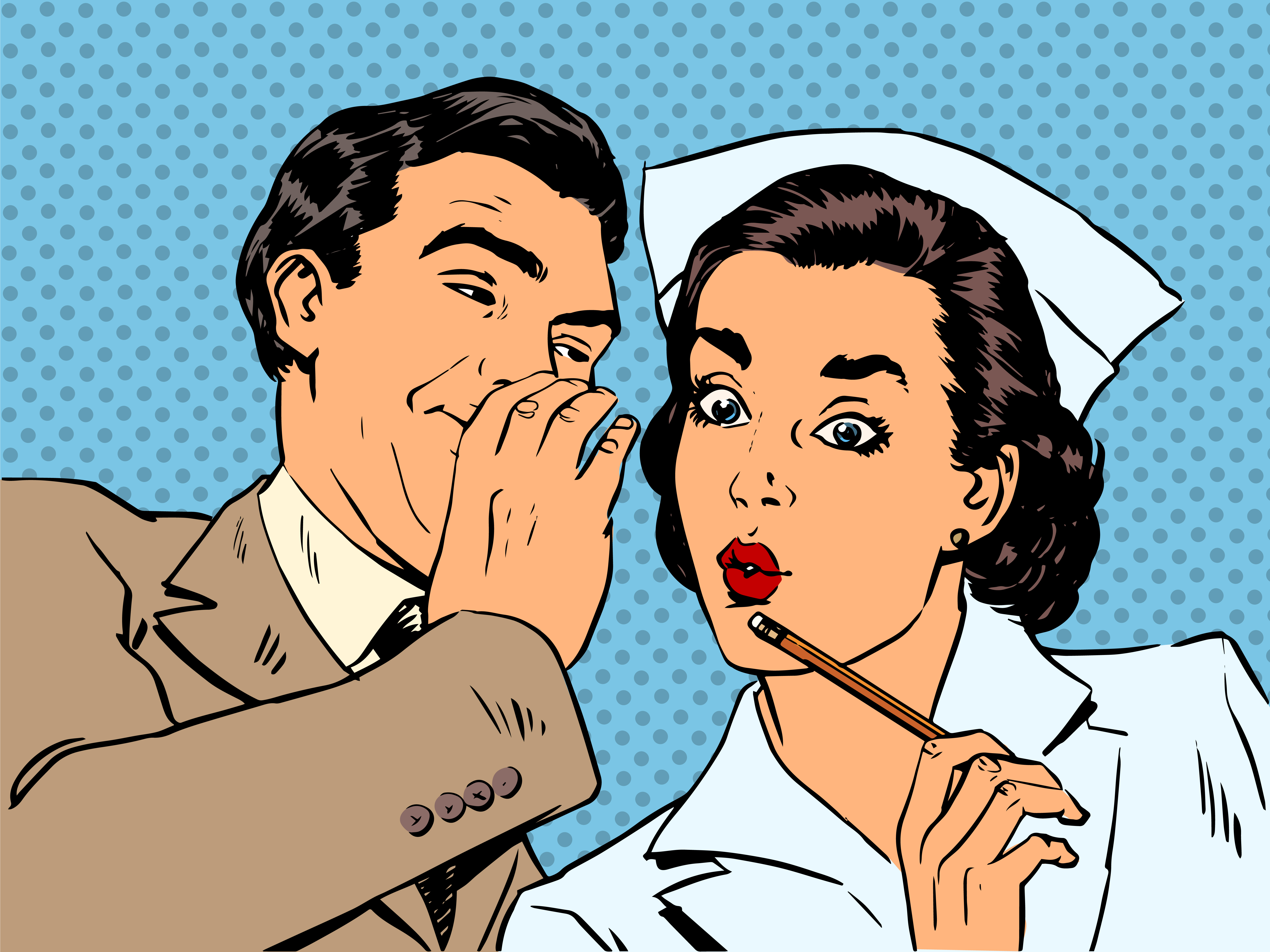 diagnosis patient nurse and male gossip surprise conversation st